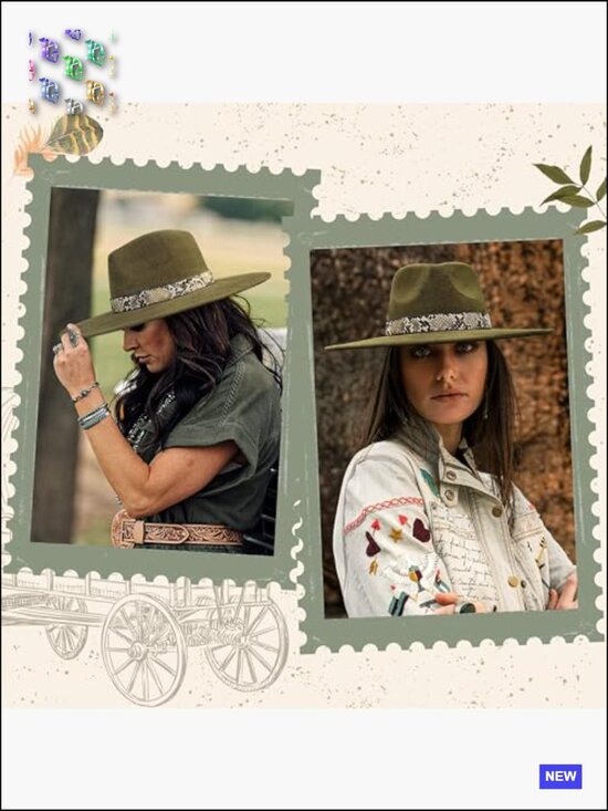 Big Wide Brim Felt Rancher Fedora Hat for Women and Men Boho Western main image 7